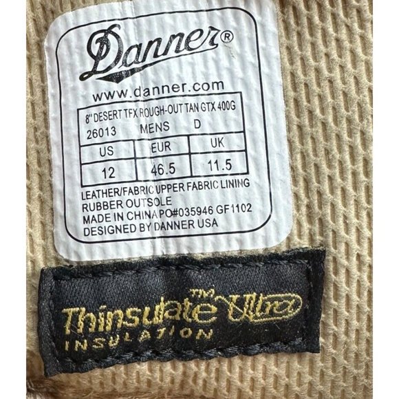 Danner Mens Military Boot US Size 12 26013  8" Desert TFX Rough-Out GTX 400G - Picture 14 of 14